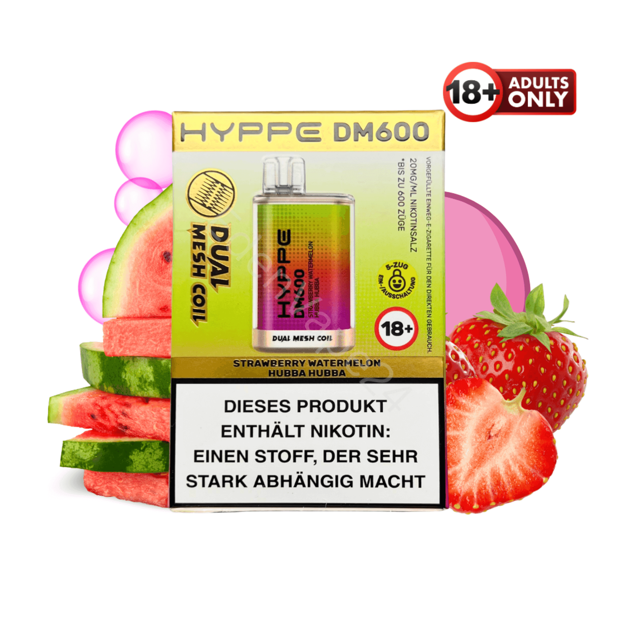 Flerbar HYPPE DM600 - Strawberry Watermelon Hubba Hubba - EdenVape24
